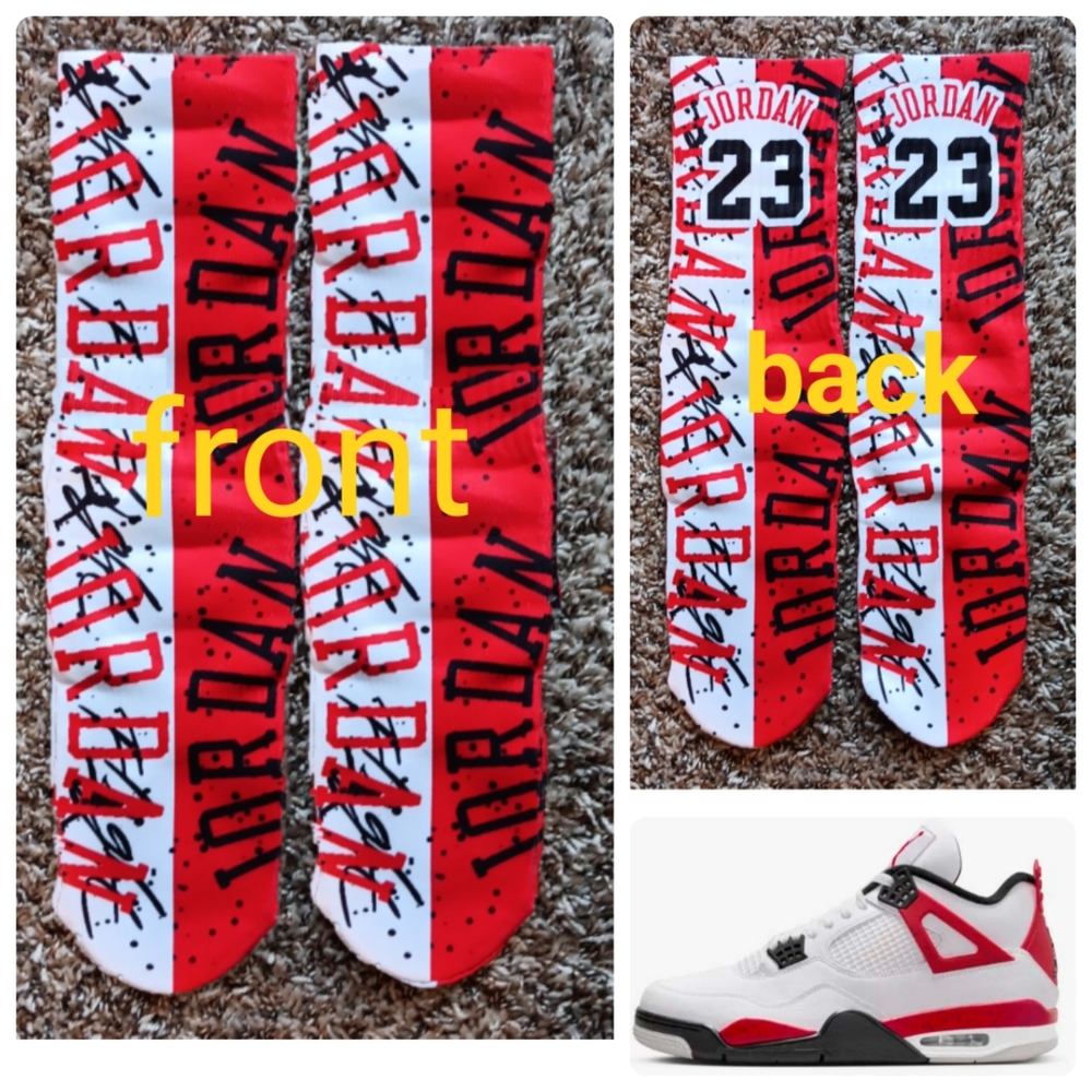 Jordan 4 red cement socks